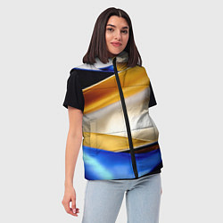 Женский жилет Белая желтая синяя абстракция, цвет: 3D-светло-серый — фото 2