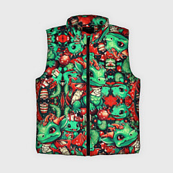 Женский жилет Зелёный деревянный дракончик, цвет: 3D-черный