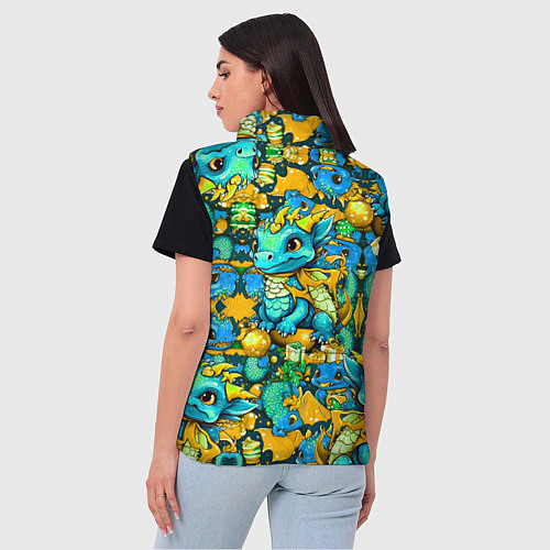 Женский жилет Милые новогодние дракончики / 3D-Черный – фото 4