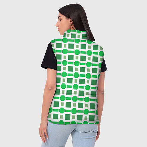 Женский жилет Зелёные кирпичики и белые полосы / 3D-Красный – фото 4