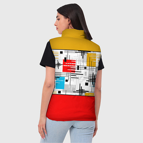 Женский жилет Узор красного горчичного цвета / 3D-Черный – фото 4