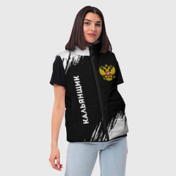 Женский жилет Кальянщик из России и герб РФ вертикально, цвет: 3D-черный — фото 2