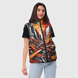 Женский жилет Улица в оранжевом граффити, цвет: 3D-черный — фото 2