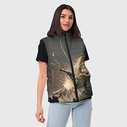 Женский жилет Девушка с пистолетом, цвет: 3D-светло-серый — фото 2