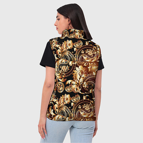 Женский жилет Пейсли золотые узоры / 3D-Черный – фото 4