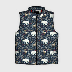 Женский жилет Акварельные медведи и олени, цвет: 3D-красный