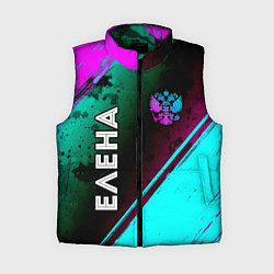 Женский жилет Елена и неоновый герб России вертикально, цвет: 3D-черный