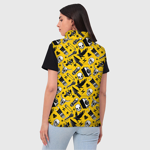 Женский жилет Музыкальный рокенрольный узор / 3D-Черный – фото 4