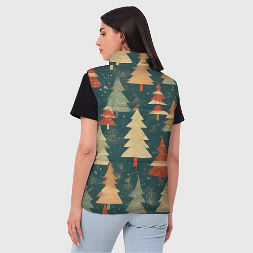 Женский жилет Елки новый год / 3D-Красный – фото 4