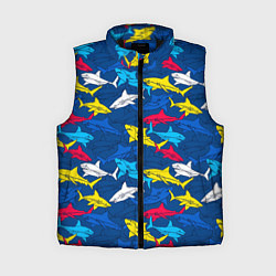 Женский жилет Разноцветные акулы на глубине