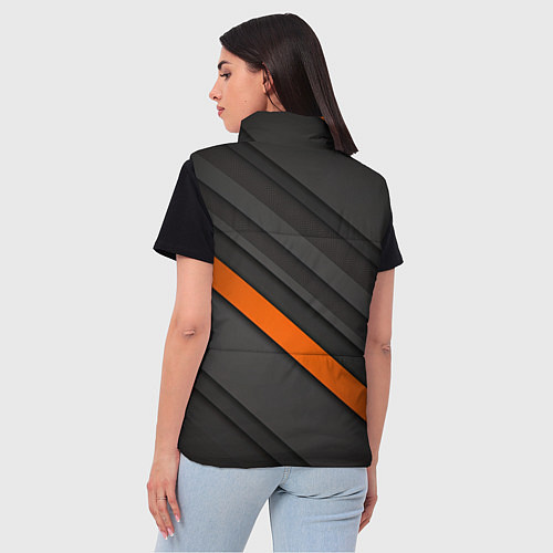 Женский жилет Оранжевая полоса на сером фоне / 3D-Красный – фото 4