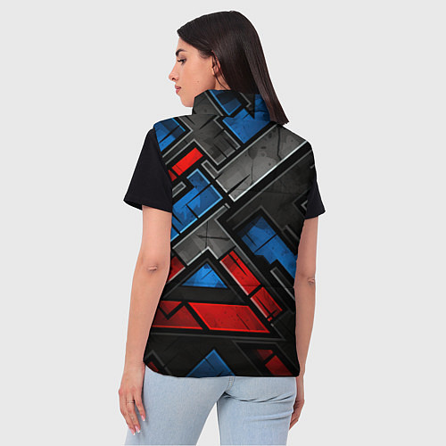 Женский жилет Темная абстракция из геометрических фигур / 3D-Черный – фото 4