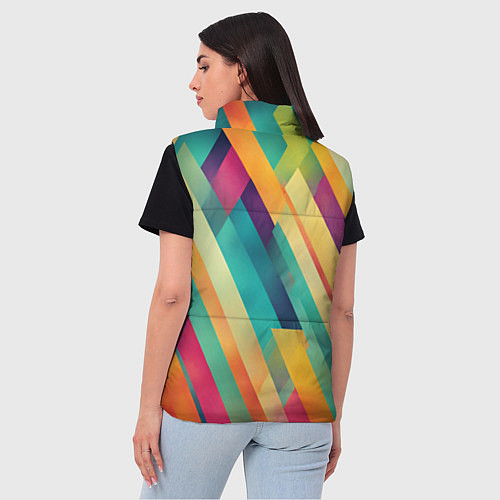 Женский жилет Цветные диагональные полосы / 3D-Светло-серый – фото 4