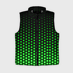 Женский жилет Зелёные квадраты, цвет: 3D-светло-серый
