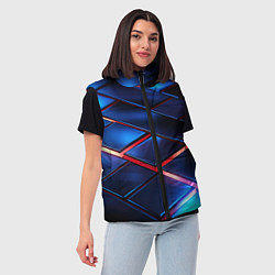 Женский жилет Синие абстрактные плиты, цвет: 3D-красный — фото 2