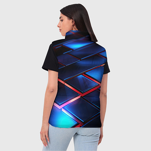 Женский жилет Синие абстрактные плиты / 3D-Красный – фото 4