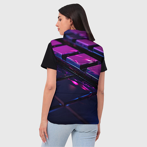 Женский жилет Фиолетовые плитики абстракция / 3D-Красный – фото 4