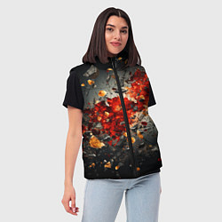 Женский жилет Желтые и черные осколки после взрыва, цвет: 3D-красный — фото 2