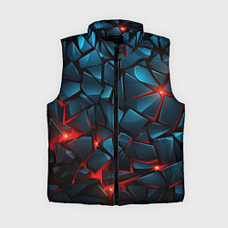 Женский жилет Синие плиты с красным разломом, цвет: 3D-черный