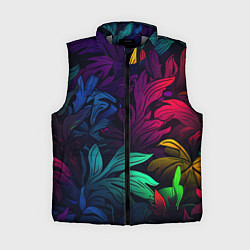 Женский жилет Яркие абстрактные листья, цвет: 3D-светло-серый