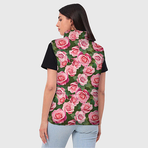 Женский жилет Розовые розы паттерн / 3D-Светло-серый – фото 4