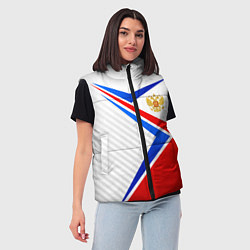Женский жилет Герб РФ - классические цвета флага, цвет: 3D-черный — фото 2