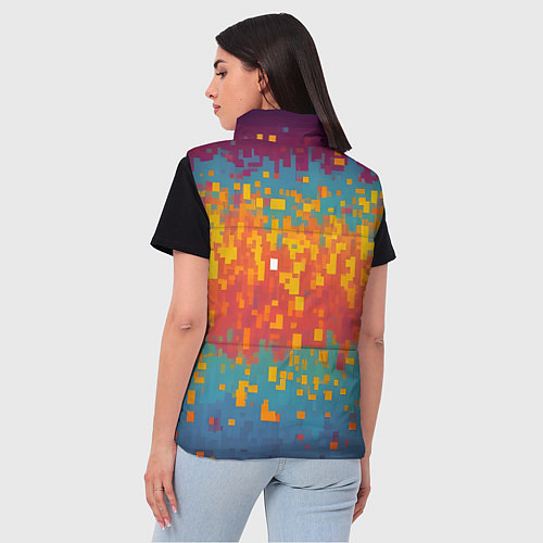 Женский жилет Разноцветные пиксели / 3D-Черный – фото 4