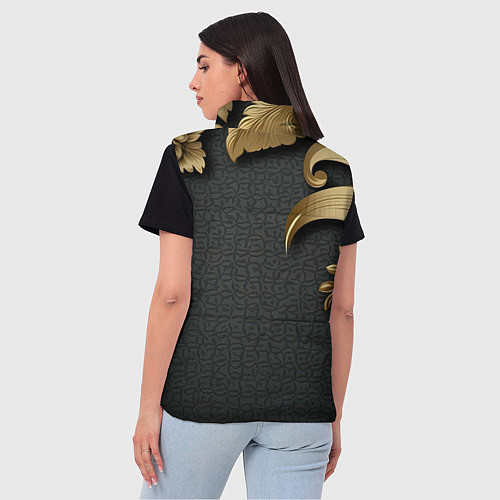Женский жилет Золотой герб России и объемные узоры / 3D-Черный – фото 4