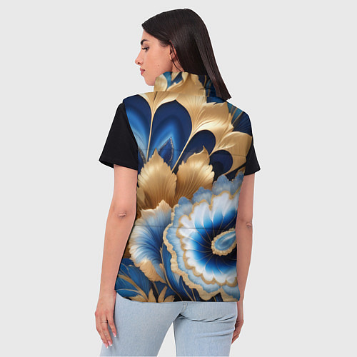 Женский жилет Королевский синий с золотом / 3D-Светло-серый – фото 4