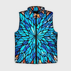 Женский жилет Голубой витражный цветок, цвет: 3D-светло-серый