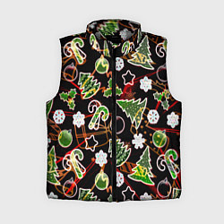 Женский жилет Ёлочные игрушки и ёлки, цвет: 3D-светло-серый