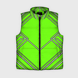 Женский жилет Белые полосы на зелёном фоне, цвет: 3D-черный