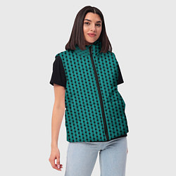 Женский жилет Паттерн кружочки на зелёном, цвет: 3D-черный — фото 2
