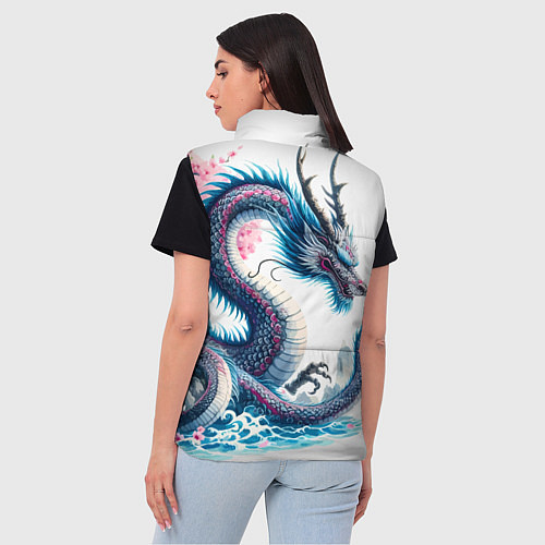Женский жилет Японский акварельный дракон - ирезуми / 3D-Черный – фото 4