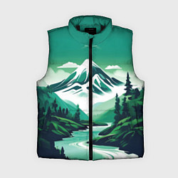 Женский жилет Графический пейзаж Камчатки, цвет: 3D-черный