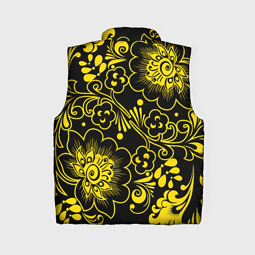 Женский жилет Хохломская роспись золотые цветы на чёроном фоне / 3D-Светло-серый – фото 2