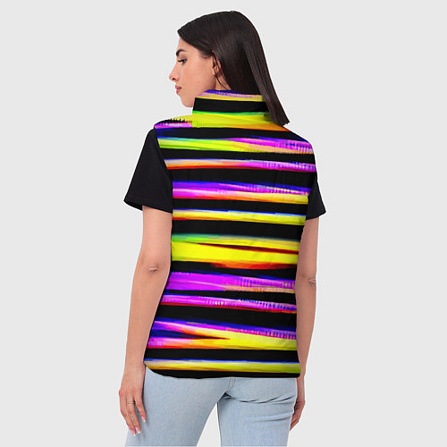 Женский жилет Цветные неоновые полосы / 3D-Красный – фото 4