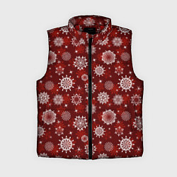 Женский жилет Snowflakes on a red background, цвет: 3D-красный