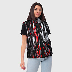 Женский жилет Агрессивные линии белые и красные, цвет: 3D-красный — фото 2