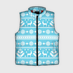 Женский жилет Новый год ели и олени, цвет: 3D-красный