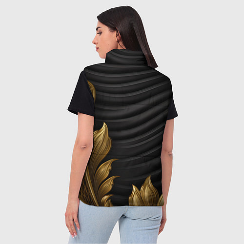 Женский жилет Узоры золотые на черном фоне / 3D-Красный – фото 4