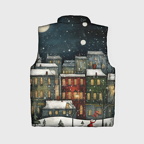 Женский жилет Новогодний рисованный город / 3D-Светло-серый – фото 2