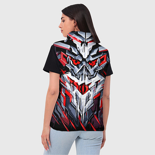 Женский жилет Улыбающийся череп красный / 3D-Черный – фото 4