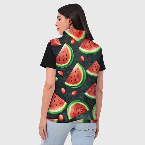Женский жилет Паттерн красные дольки арбуза / 3D-Красный – фото 4