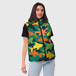 Женский жилет Камуфляж силуэты рыбок, цвет: 3D-красный — фото 2