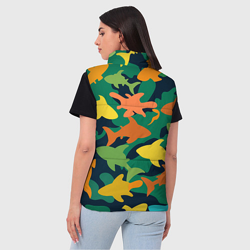 Женский жилет Камуфляж силуэты рыбок / 3D-Красный – фото 4