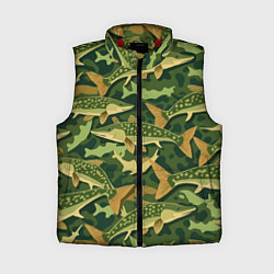 Женский жилет Камуфляж рыболова - рыба щука, цвет: 3D-красный