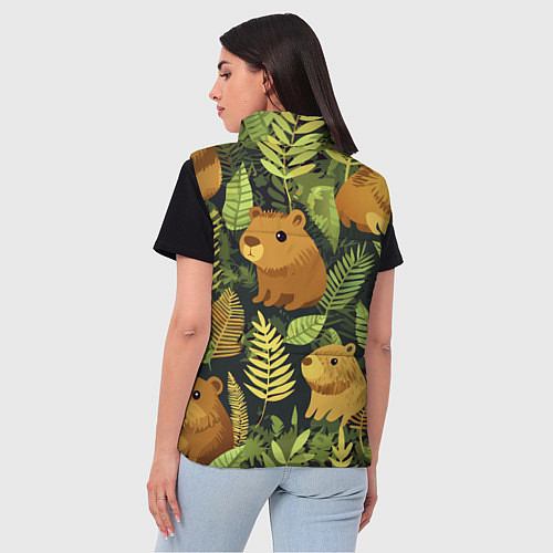 Женский жилет Капибары - лесной маскировочный камуфляж / 3D-Черный – фото 4