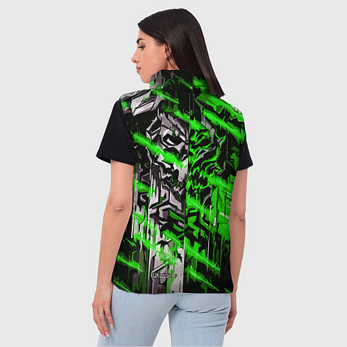 Женский жилет Железный череп и зелёные линии / 3D-Черный – фото 4