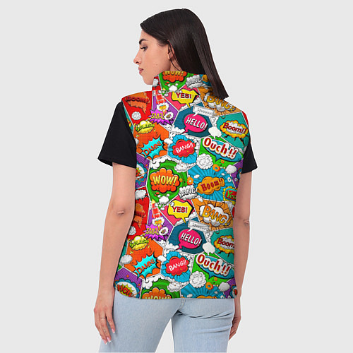 Женский жилет Bang Boom Ouch pop art pattern / 3D-Красный – фото 4